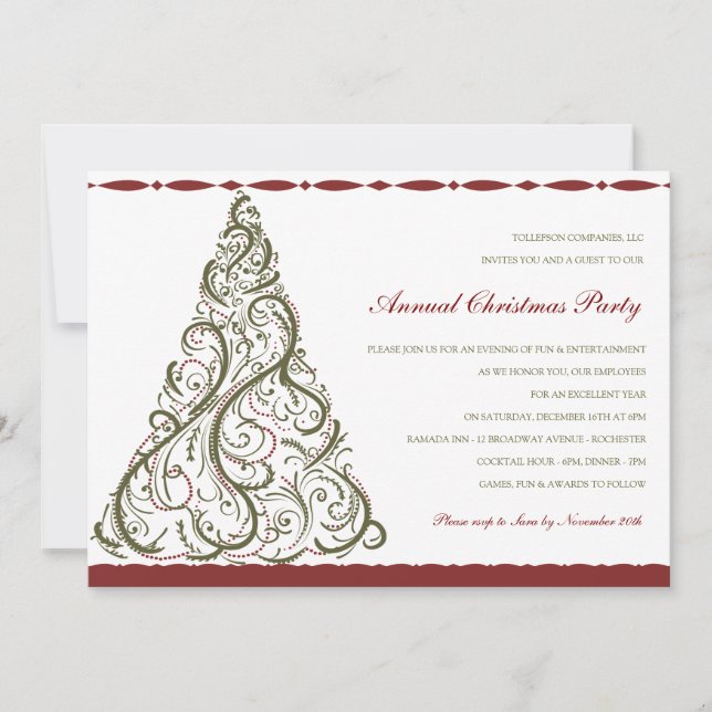 Vintage Christmas Tree Invitation (Front)