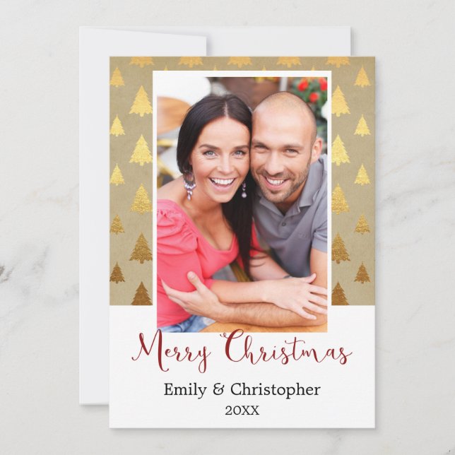 Vintage Christmas Tree Kraft Paper Photo Card (Front)