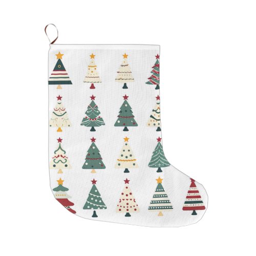 Vintage Christmas tree Large Christmas Stocking