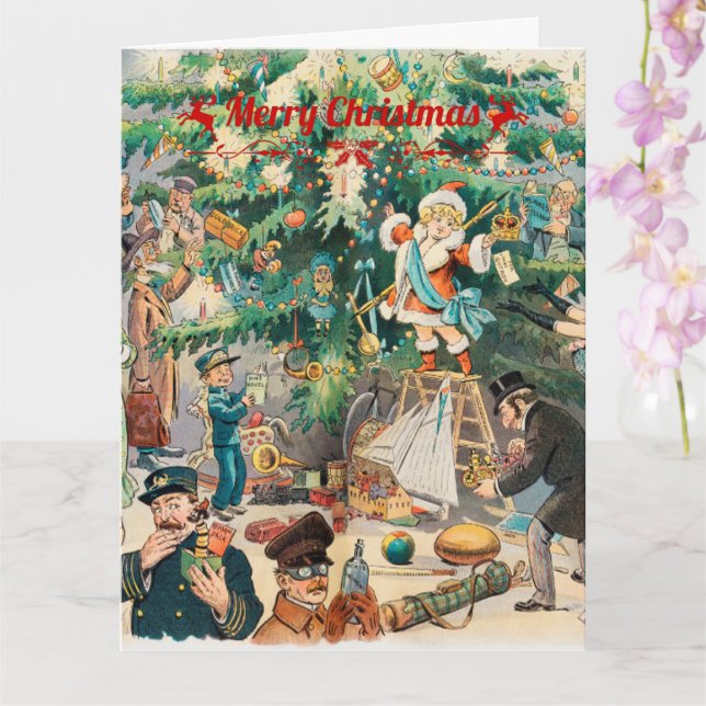 Vintage christmas Tree Lithographic   Card (Orchid)