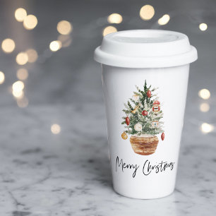 Vintage Christmas Tree Merry Christmas Paper Cups