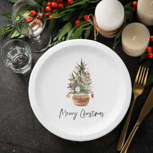 Vintage Christmas Tree   Merry Christmas  Paper Plates