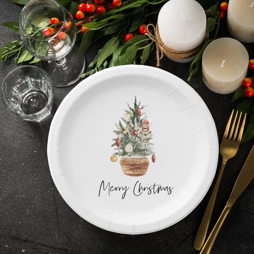 Vintage Christmas Tree  Merry Christmas  Paper Plates