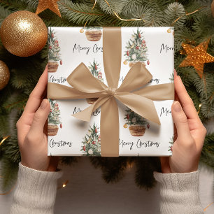 Vintage Christmas Tree   Merry Christmas  Wrapping Paper