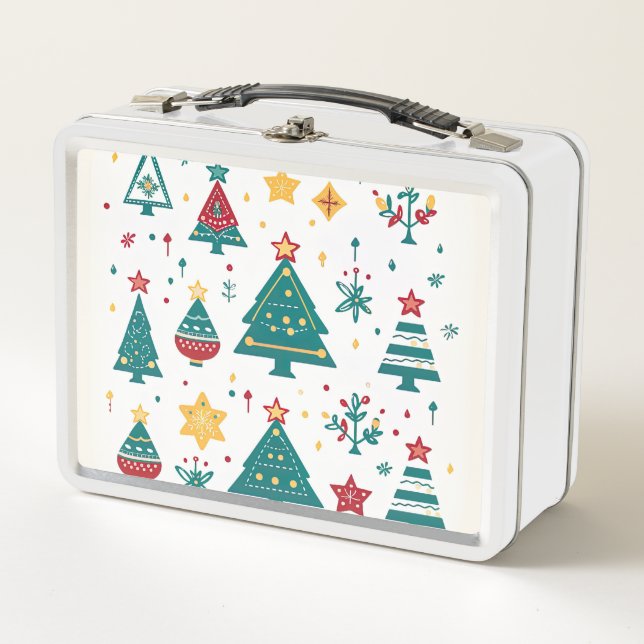 Vintage Christmas tree Metal Lunch Box (Front)