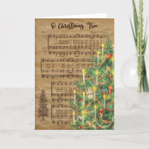 Vintage Christmas Tree Music Folded Holiday Card