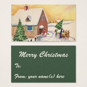 Vintage Christmas Tree on a Snowy Winter Road