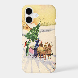 Vintage Christmas Tree on a Snowy Winter Road iPhone 17 Case