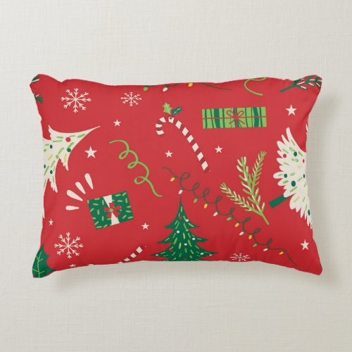 Vintage Christmas tree ornamental design Accent Pillow
