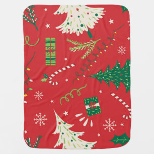 Vintage Christmas tree: ornamental design. Baby Blanket