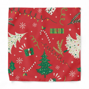 Vintage Christmas tree: ornamental design. Bandana