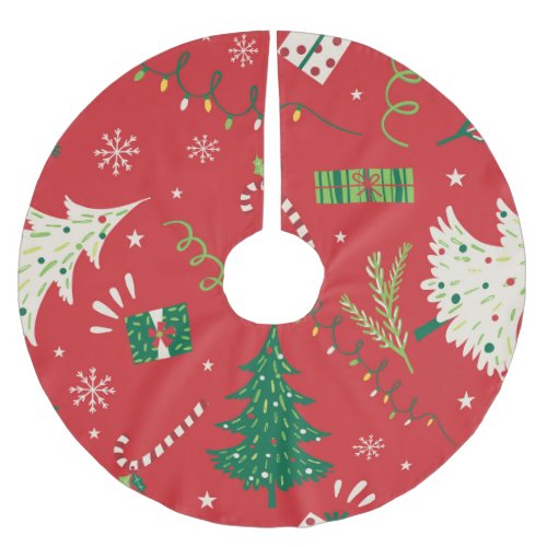 Vintage Christmas tree ornamental design Brushed Polyester Tree Skirt