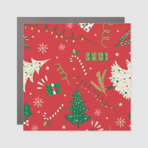 Vintage Christmas tree: ornamental design. Car Magnet
