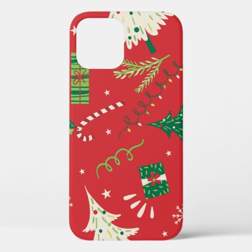 Vintage Christmas tree ornamental design iPhone 12 Case
