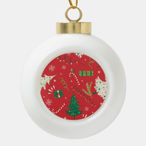 Vintage Christmas tree ornamental design Ceramic Ball Christmas Ornament