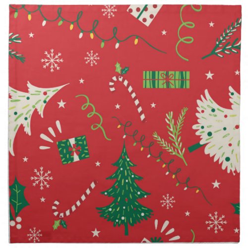 Vintage Christmas tree ornamental design Cloth Napkin