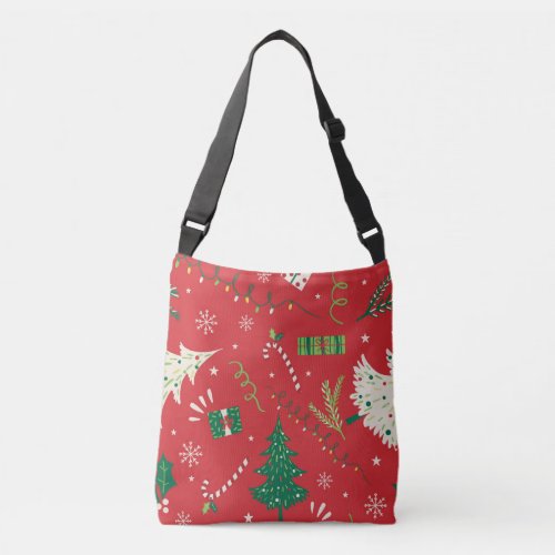 Vintage Christmas tree ornamental design Crossbody Bag