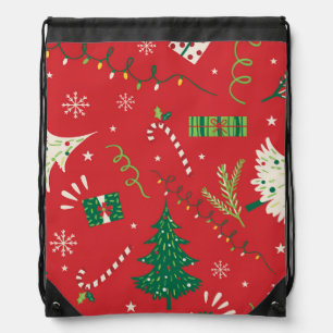 Vintage Christmas tree: ornamental design. Drawstring Bag