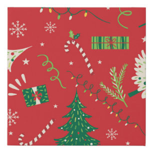 Vintage Christmas tree: ornamental design. Faux Canvas Print