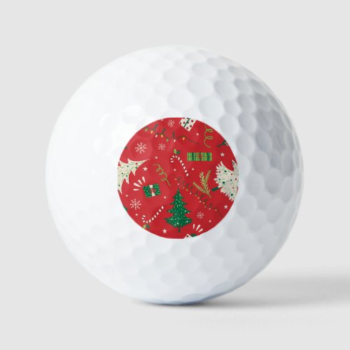 Vintage Christmas tree ornamental design Golf Balls