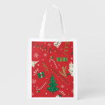 Vintage Christmas tree: ornamental design. Grocery Bag