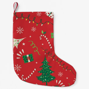 Vintage Christmas tree: ornamental design. Small Christmas Stocking