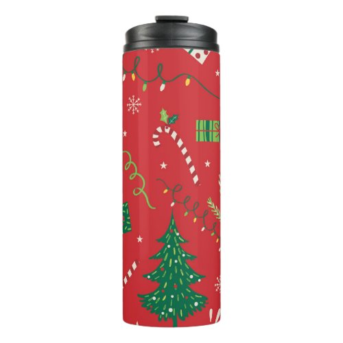 Vintage Christmas tree ornamental design Thermal Tumbler