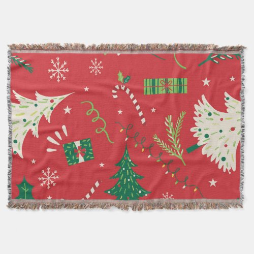 Vintage Christmas tree ornamental design Throw Blanket