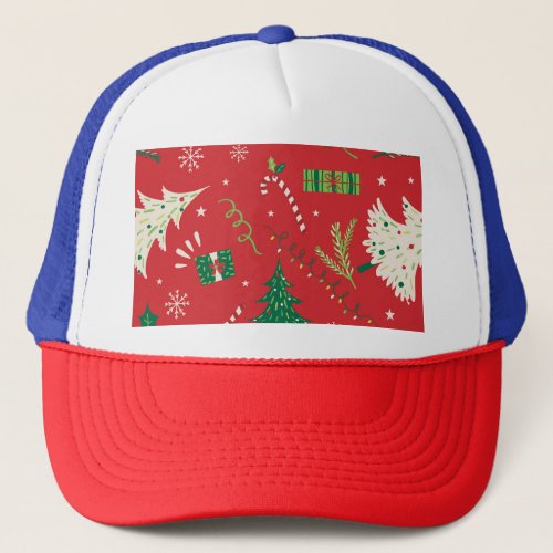 Vintage Christmas tree ornamental design Trucker Hat