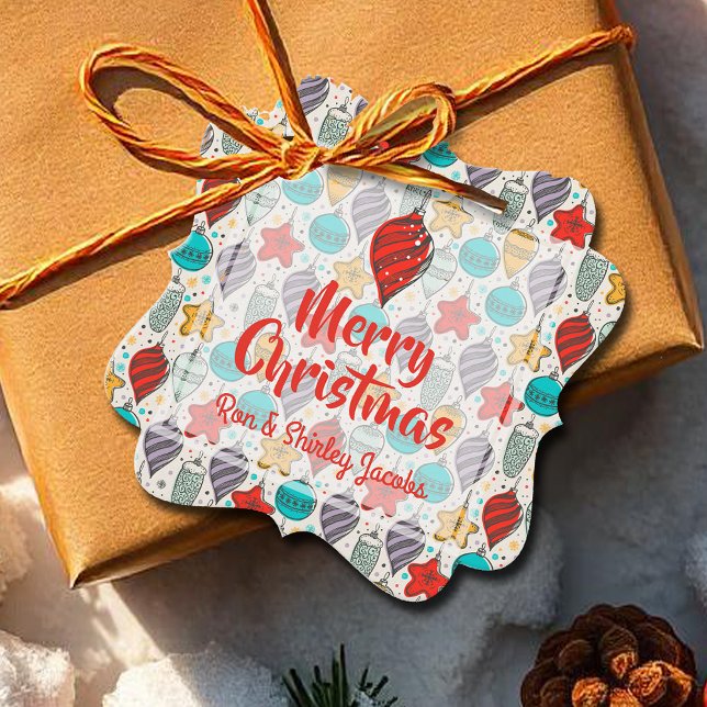 Vintage Christmas Tree Ornaments Holiday Fancy Favor Tags (Vintage Christmas Tree Ornaments Holiday Fancy Square Favor Tags)