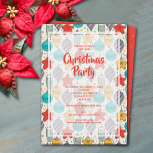 Vintage Christmas Tree Ornaments Party Invitation