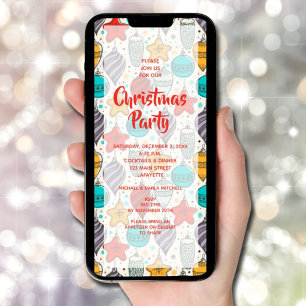 Vintage Christmas Tree Ornaments Party Invitation