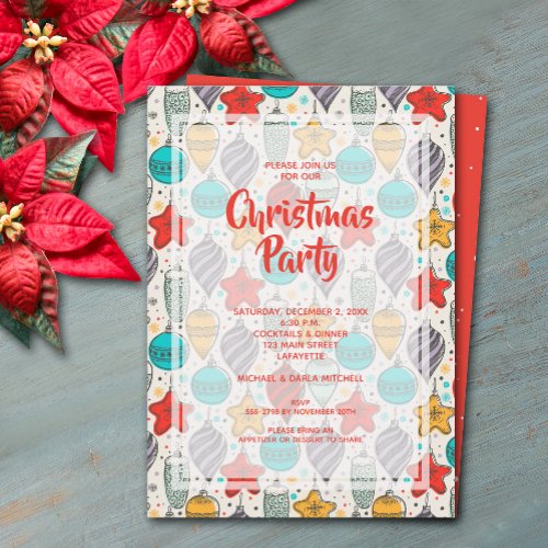 Vintage Christmas Tree Ornaments Party Invitation