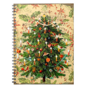 Vintage Christmas tree pattern rustic retro     Notebook