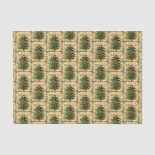 Vintage Christmas tree pattern rustic retro   Tissue Paper