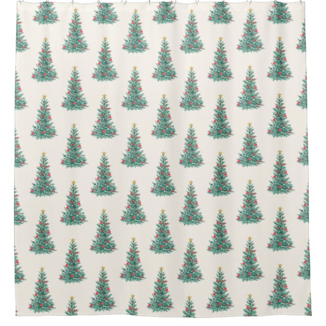 Vintage Christmas Tree pattern Shower Curtain (Front)
