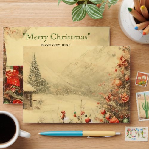 Vintage Christmas tree personalized Envelope