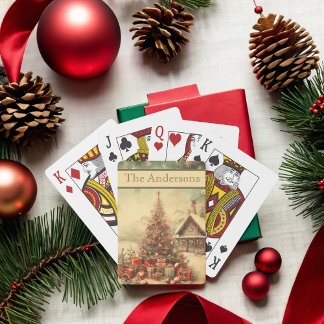 Vintage Christmas tree personalized Poker Cards