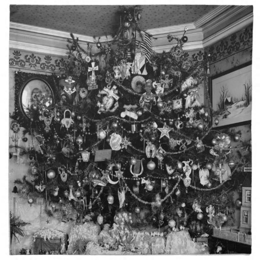 Vintage Christmas Tree Photograph (1910) Napkin | Zazzle