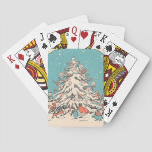 Vintage Christmas Tree Playing Cards