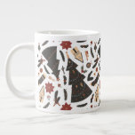 Vintage Christmas Tree Poinsettia Giant Coffee Mug