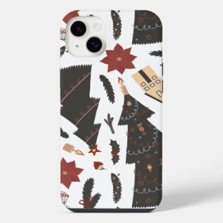 Vintage Christmas Tree Poinsettia iPhone 14 Plus Case
