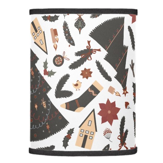 Vintage Christmas Tree Poinsettia Lamp Shade (Right)