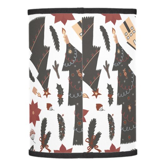 Vintage Christmas Tree Poinsettia Lamp Shade (Back)