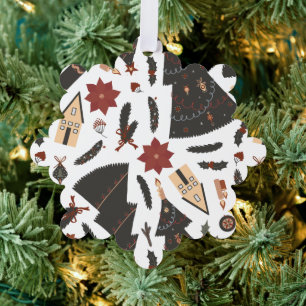 Vintage Christmas Tree Poinsettia Ornament Card