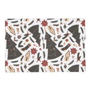 Vintage Christmas Tree Poinsettia Placemat