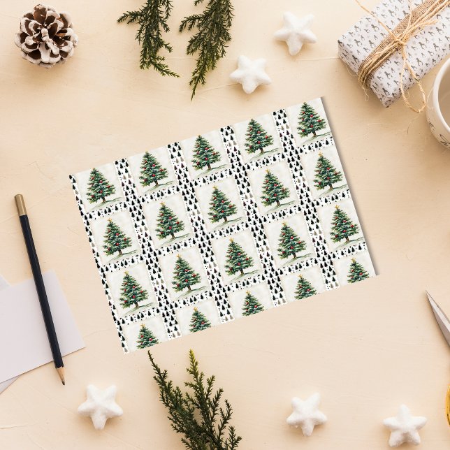 Vintage Christmas Tree Postage Stamp  Tissue Paper (Creator Uploaded)
