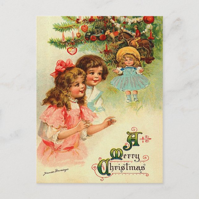 Vintage Christmas Tree Postcard (Front)