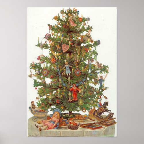 Vintage Christmas Tree Poster