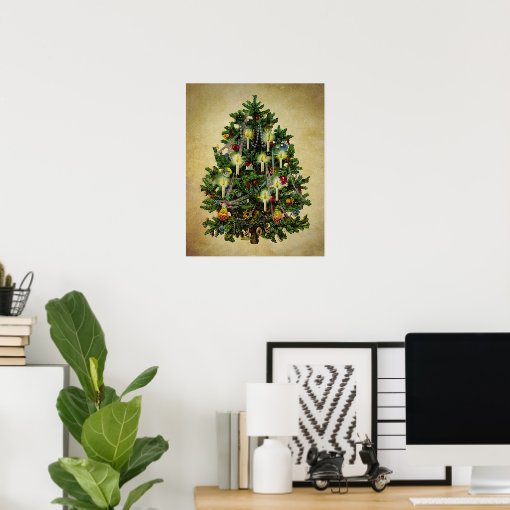 vintage christmas tree poster Zazzle